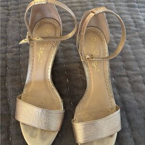 Lilly Pulitzer Gold Ankle Strap Heels